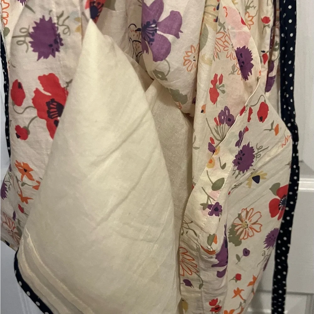 Anthropologie Cream Floral Midi Dress with Black Trim - Picture 10 of 16